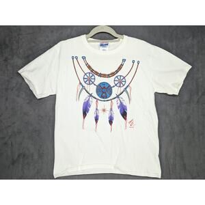 Vintage Hanes Her Way Feather Necklace Native American Medium White NOS